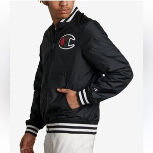 Champion Black Bomber Jacket with Red Lining